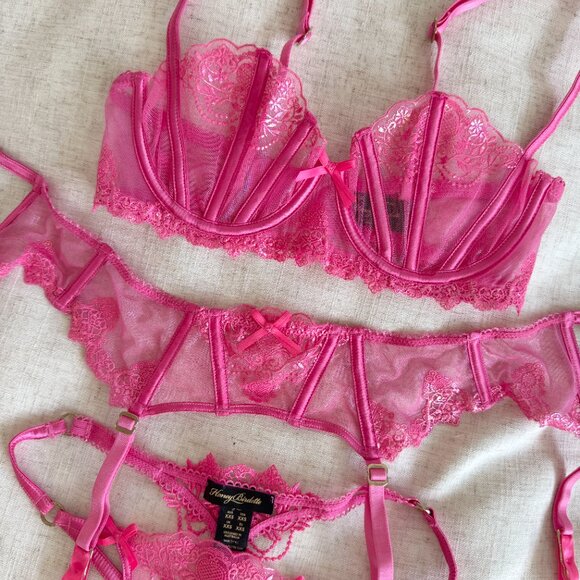 Honey Birdette Natalie Pink Set NWOT 32D xs - Picture 5 of 5